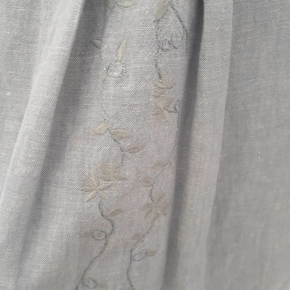 J. Jill 100% Linen Jacket Swing Gray Embroidered Patchwork Size Medium - Picture 11 of 11